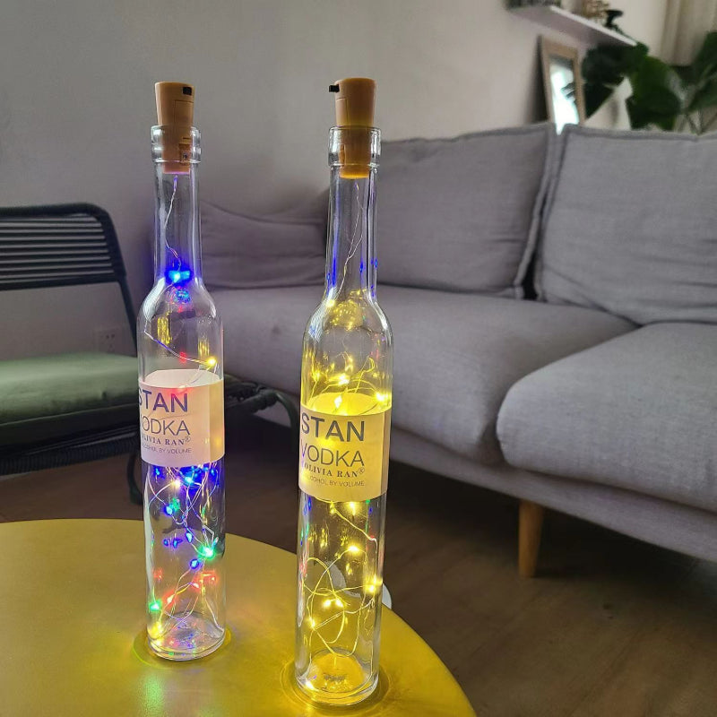 LED wine bottle cork light dual illuminated bottles upright view