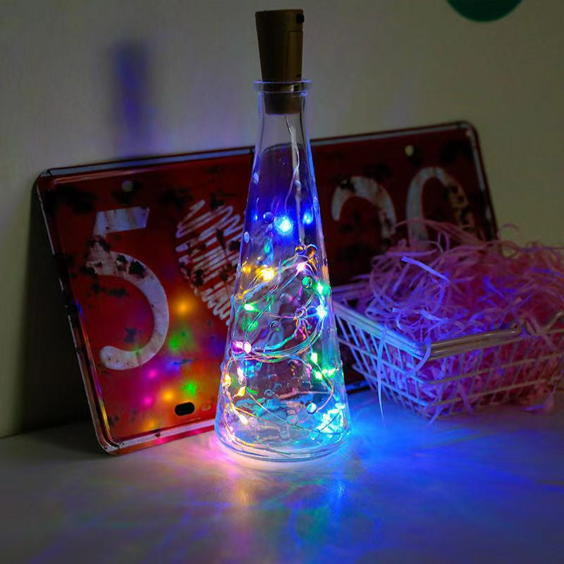 LED wine bottle cork light multicolor glow inside clear bottle