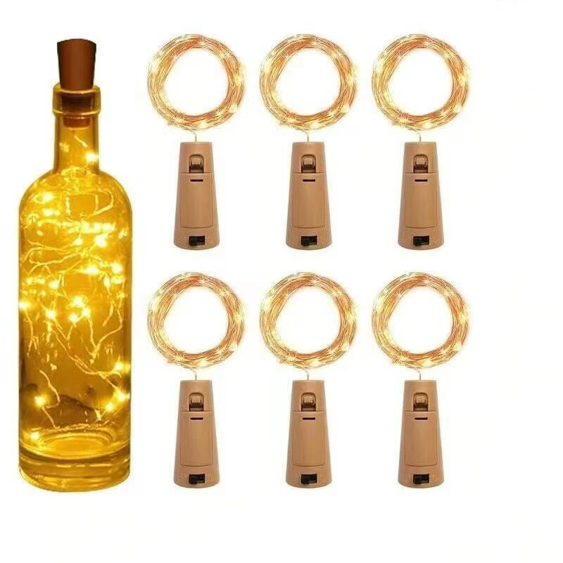 LED wine bottle cork light coiled wire stoppers standing upright