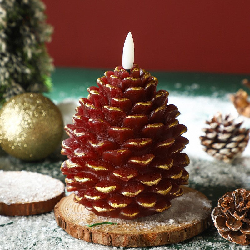 Pine Cone LED Candle Bullet Shape – Flameless Flickering Tealight for Christmas Wedding Party, Centerpiece, Home & Venue Decoration