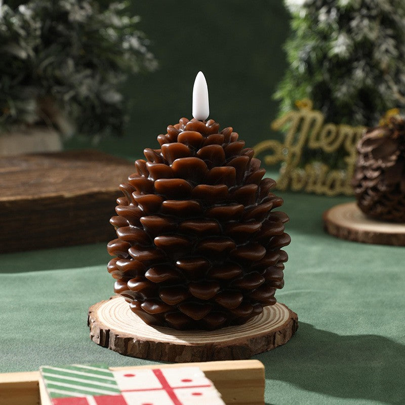 Pine Cone LED Candle Bullet Shape – Flameless Flickering Tealight for Christmas Wedding Party, Centerpiece, Home & Venue Decoration