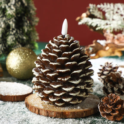 Pine Cone LED Candle Bullet Shape – Flameless Flickering Tealight for Christmas Wedding Party, Centerpiece, Home & Venue Decoration