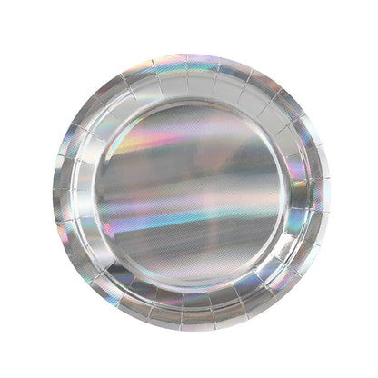 Custom Gold Foil Paper Plates - Heavy Duty 300g Disposable Laser Round Plates for Events