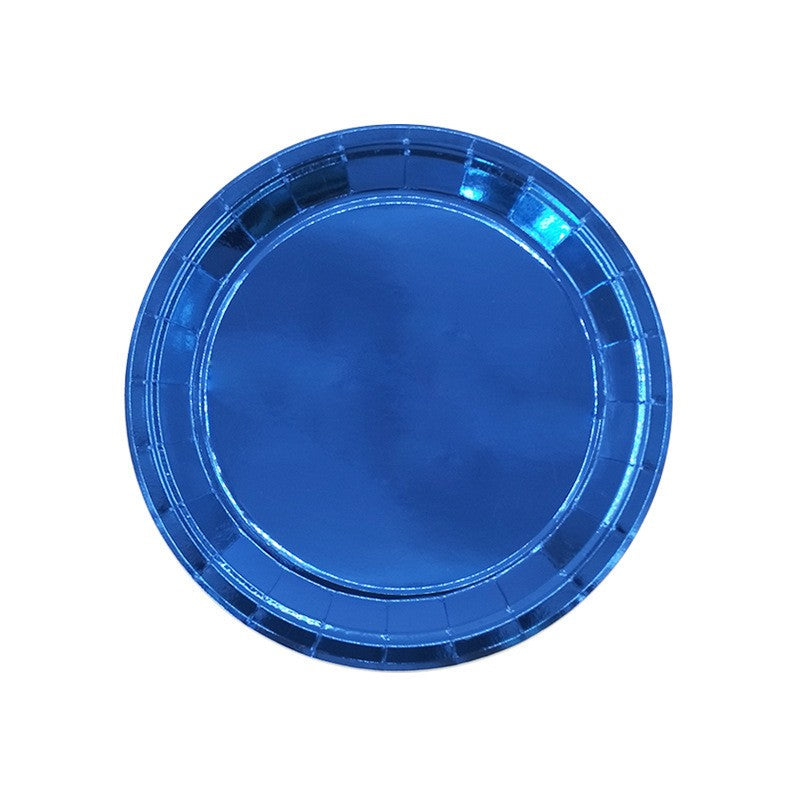 Custom Gold Foil Paper Plates - Heavy Duty 300g Disposable Laser Round Plates for Events