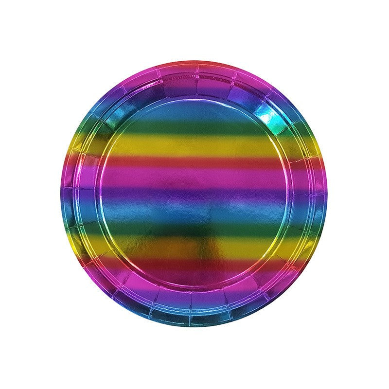Custom Gold Foil Paper Plates - Heavy Duty 300g Disposable Laser Round Plates for Events