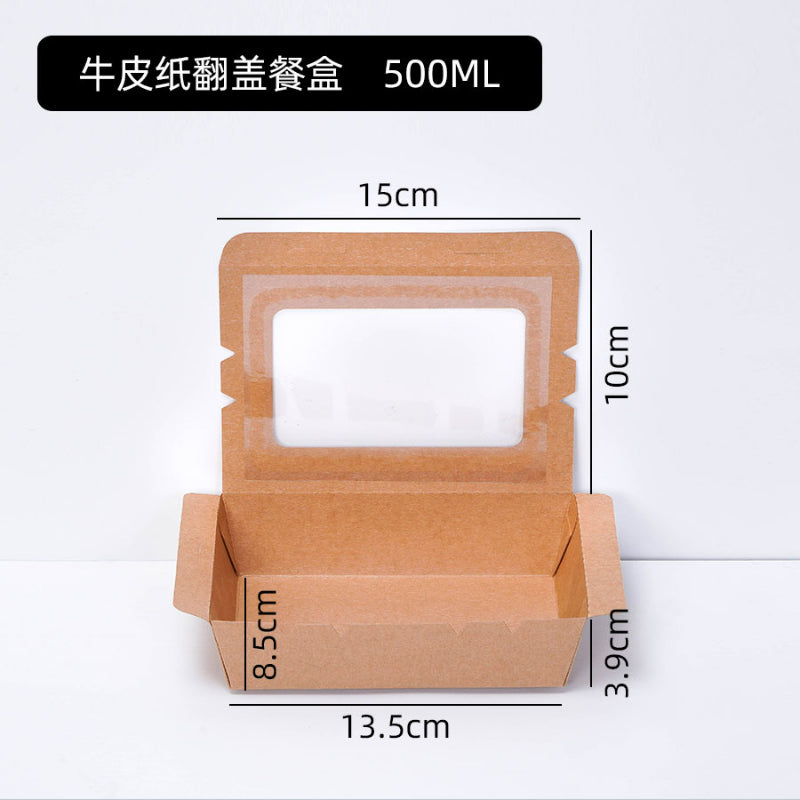 Kraft window lunch box 500 ml capacity with dimensions