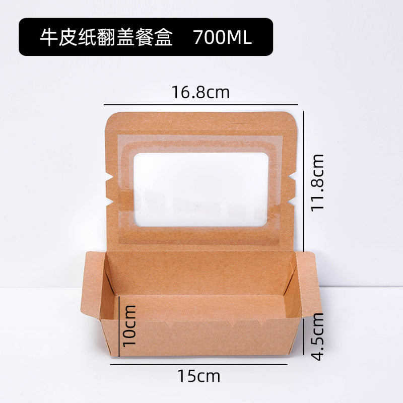 Kraft window lunch box 700 ml capacity with dimensions