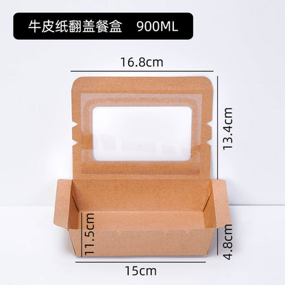 Kraft window lunch box 900 ml capacity with dimensions