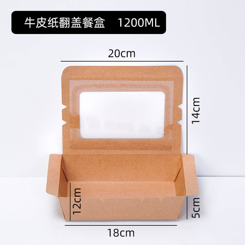 Kraft window lunch box 1200 ml capacity with dimensions