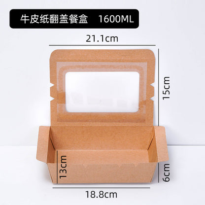 Kraft window lunch box 1600 ml capacity with dimensions