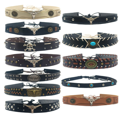 Leather cowboy hat bands 12 style assortment