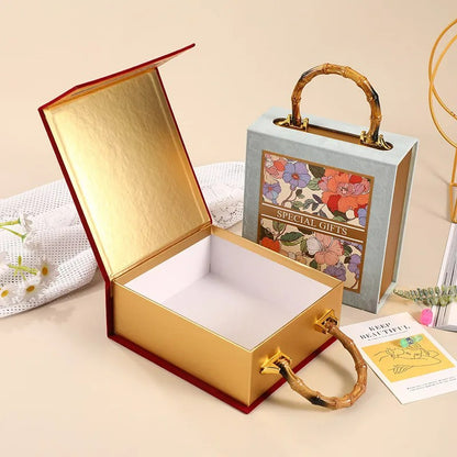 Bamboo Handle Wedding Favor Box – Rustic Chic Empty Gift Box for Bridesmaid Proposal, Candy, Cookie & Party Favors, Wholesale