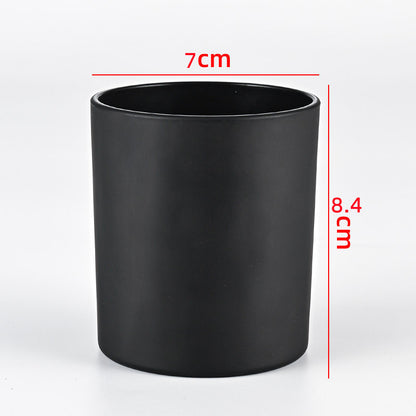 Glass candle vessel matte black 220ml compact size front view