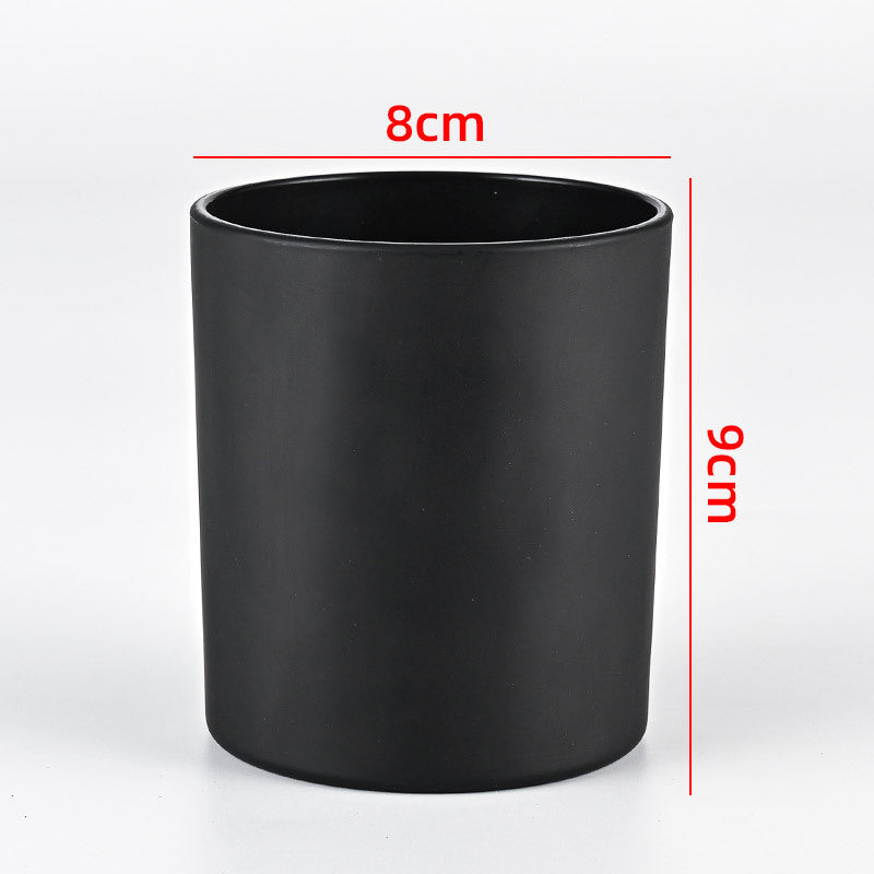 Glass candle vessel matte black 315ml medium size front view