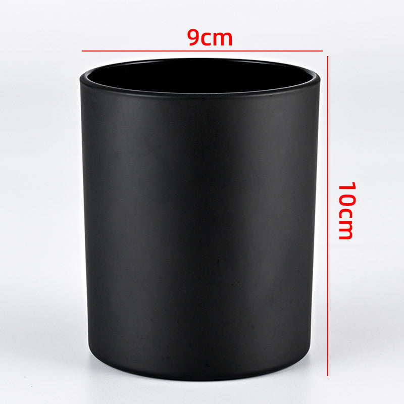 Glass candle vessel matte black 430ml large size front view