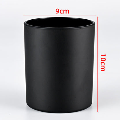 Glass candle vessel matte black 430ml large size front view