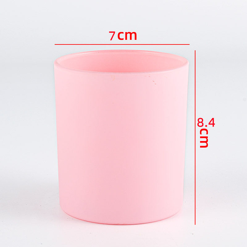 Glass candle vessel matte pink 220ml compact size front view