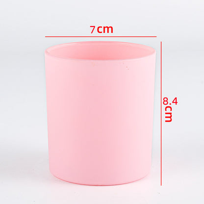 Glass candle vessel matte pink 220ml compact size front view