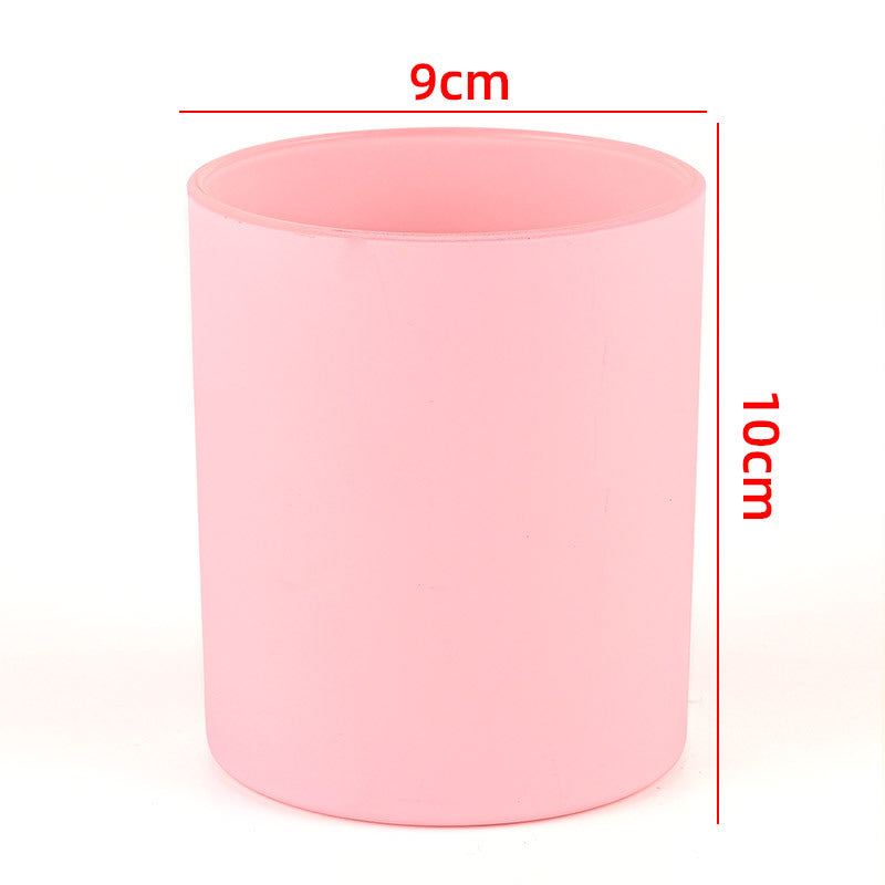 Glass candle vessel matte pink 430ml large size front view