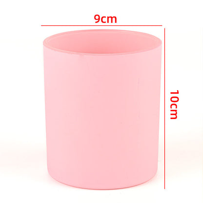 Glass candle vessel matte pink 430ml large size front view