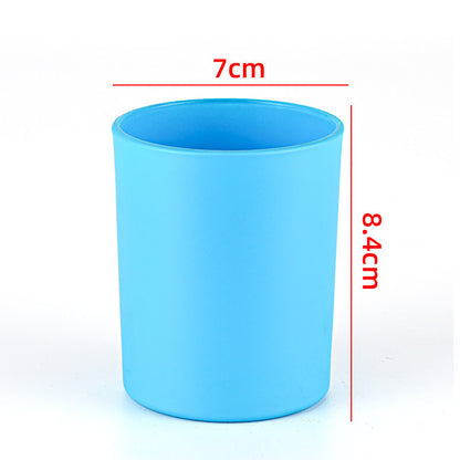 Glass candle vessel matte blue 220ml compact size front view