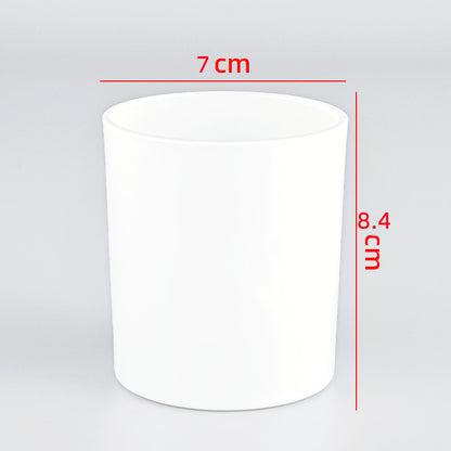 Glass candle vessel glossy white 220ml compact size front view