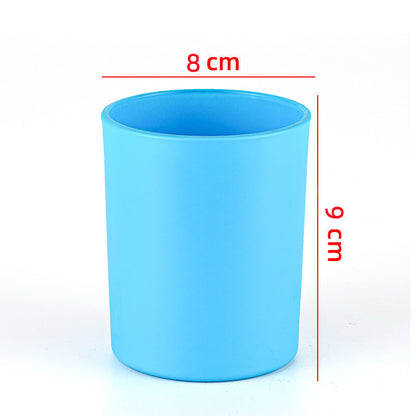 Glass candle vessel matte blue 315ml medium size front view