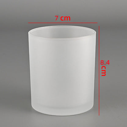 Glass candle vessel frosted white 220ml compact translucent finish