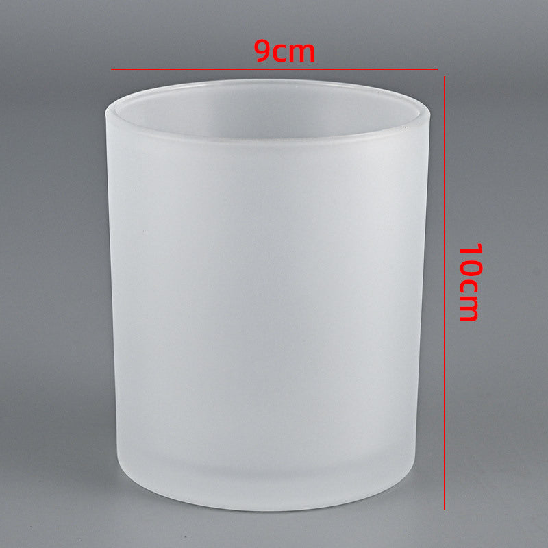 Glass candle vessel frosted white 430ml large translucent finish