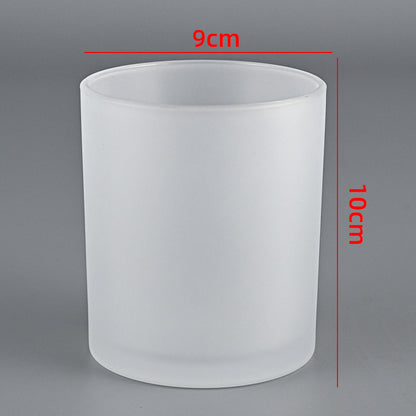Glass candle vessel frosted white 430ml large translucent finish