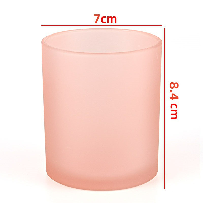 Glass candle vessel frosted pink 220ml compact translucent finish