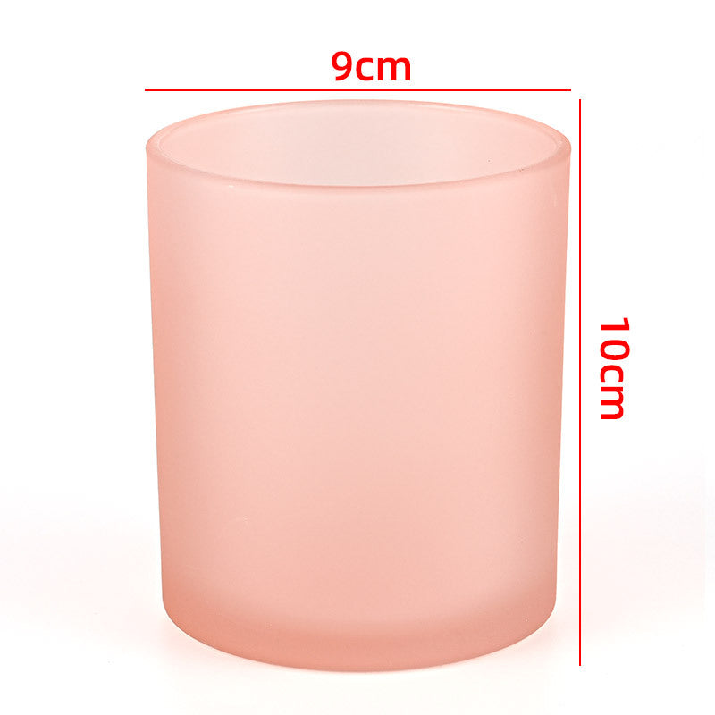 Glass candle vessel frosted pink 430ml large translucent finish