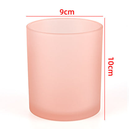 Glass candle vessel frosted pink 430ml large translucent finish
