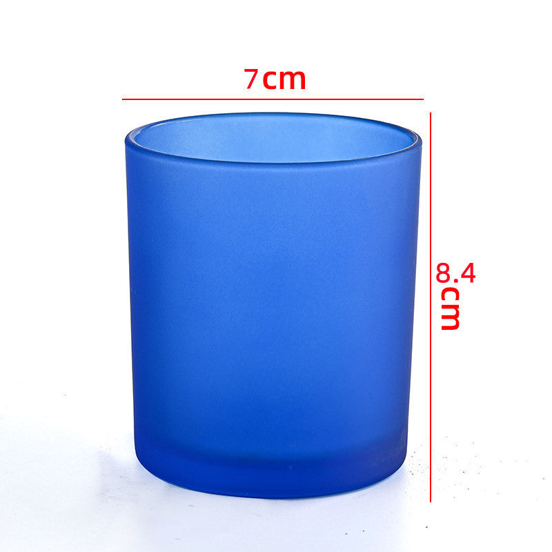 Glass candle vessel frosted blue 220ml compact translucent finish