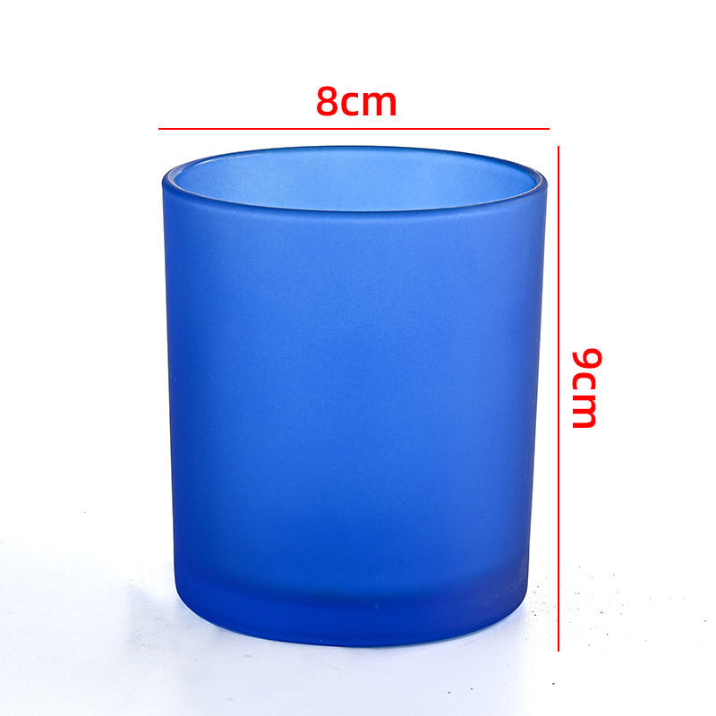 Glass candle vessel frosted blue 315ml medium translucent finish