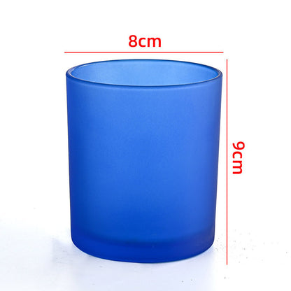 Glass candle vessel frosted blue 315ml medium translucent finish
