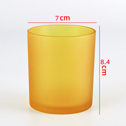 Glass candle vessel frosted yellow 220ml compact translucent finish