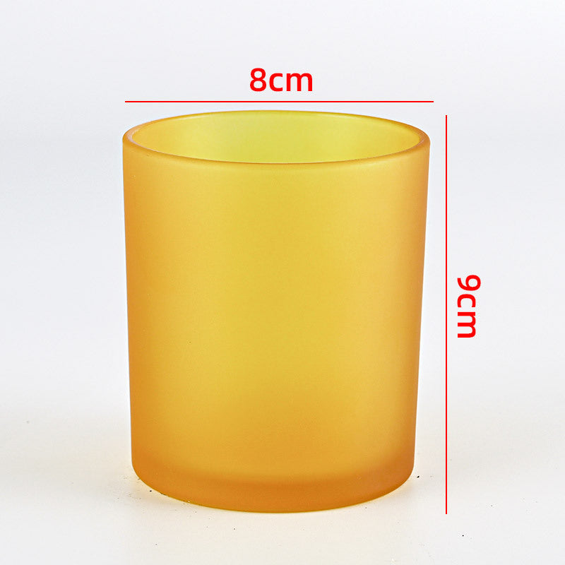 Glass candle vessel frosted yellow 315ml medium translucent finish