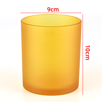Glass candle vessel frosted yellow 430ml large translucent finish