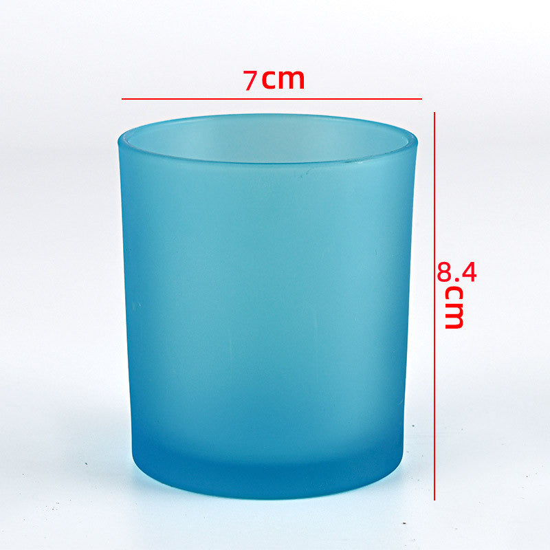 Glass candle vessel frosted light blue 220ml translucent finish