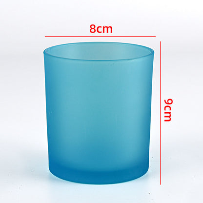 Glass candle vessel frosted light blue 315ml translucent finish