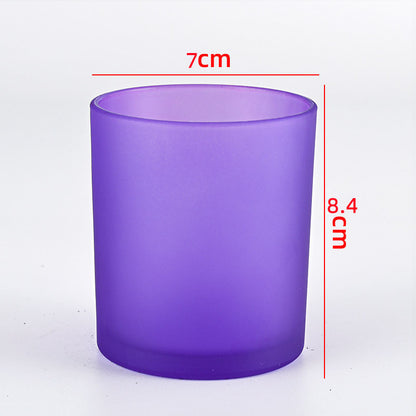 Glass candle vessel frosted purple 220ml compact translucent finish