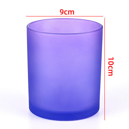 Glass candle vessel frosted purple 430ml large translucent finish