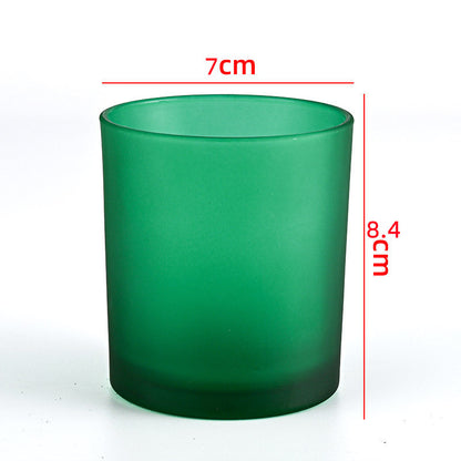 Glass candle vessel frosted green 220ml compact translucent finish