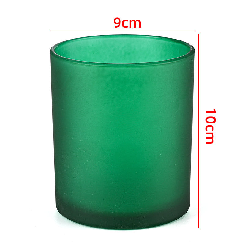 Glass candle vessel frosted green 430ml large translucent finish