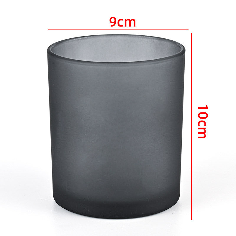 Glass candle vessel frosted grey 430ml large translucent finish