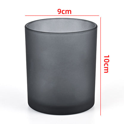 Glass candle vessel frosted grey 430ml large translucent finish