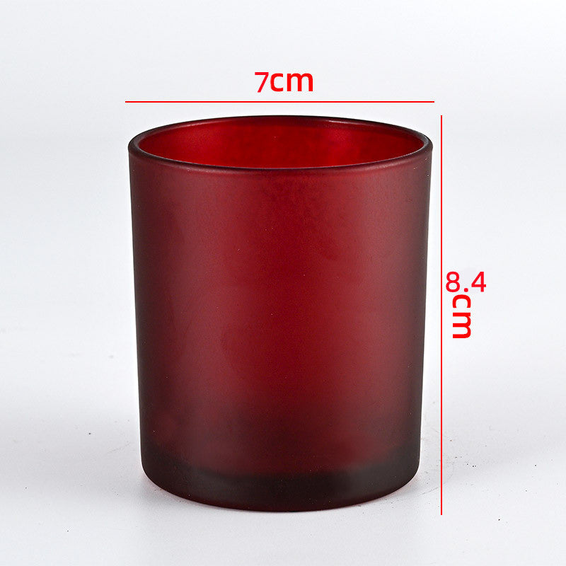 Glass candle vessel frosted red 220ml compact translucent finish