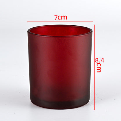 Glass candle vessel frosted red 220ml compact translucent finish