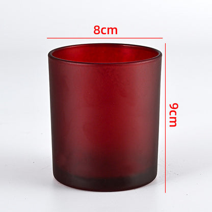 Glass candle vessel frosted red 315ml medium translucent finish